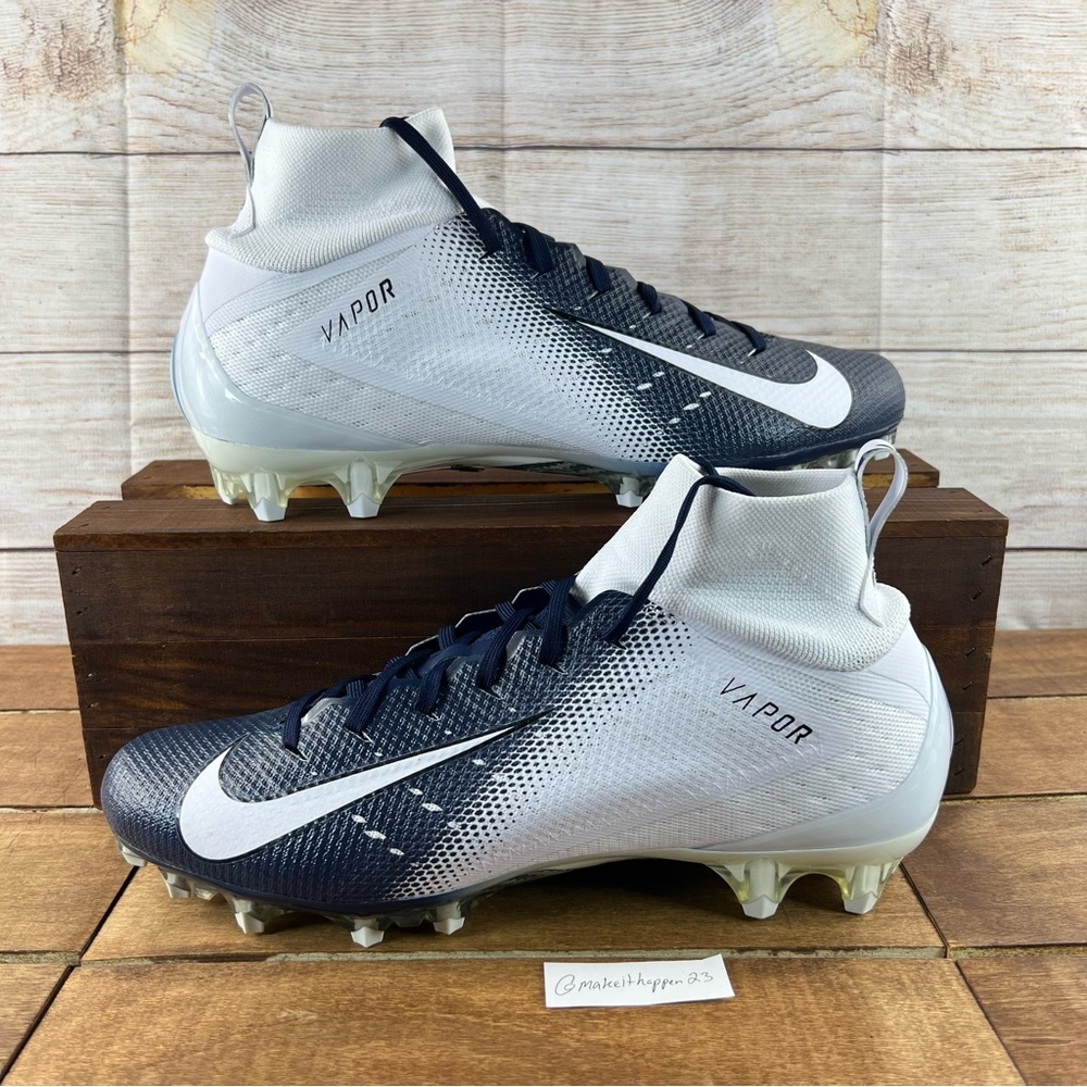 Nike Vapor Untouchable 3 White Navy Football Cleats